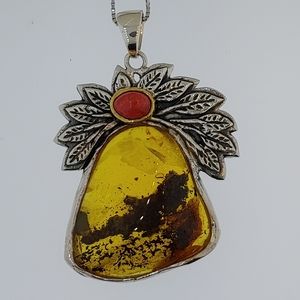Sterling Silver One of a Kind Amber Necklace